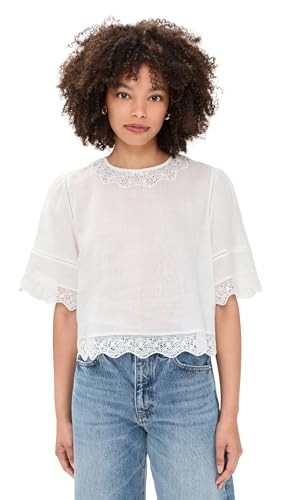 Amazon.com: FRAME Women's The Embroidered Top, White, S: Clothing, Shoes & Jewelry | Amazon (US)
