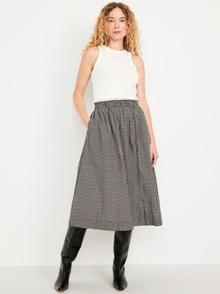 Smocked-Waist Plaid Midi Skirt | Old Navy (US)