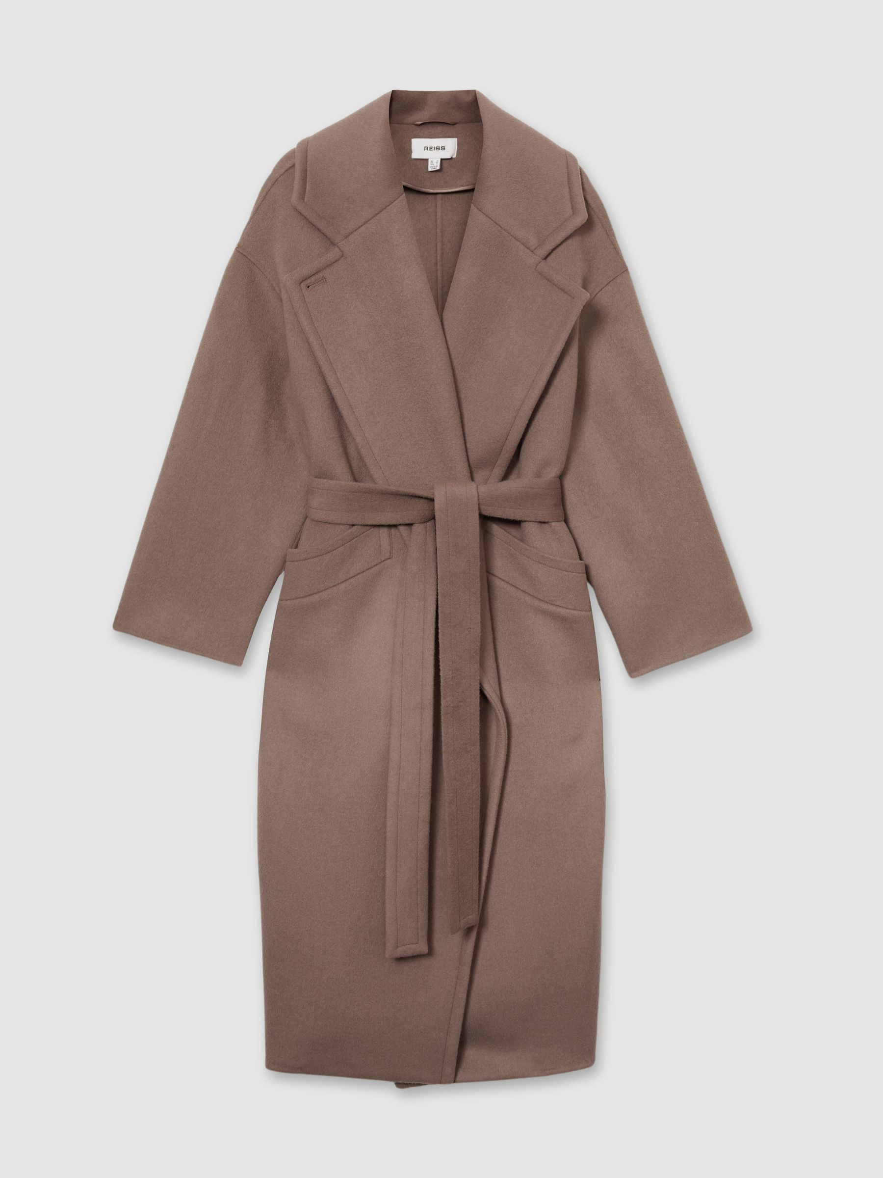 Reiss Wool-Blend Blindseam Coat in Mink Neutral | REISS | Reiss US