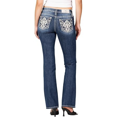 Miss Me Women's Mid-Rise Winged Cherokee Spirit Embellished Boot Cut Jeans | Amazon (US)