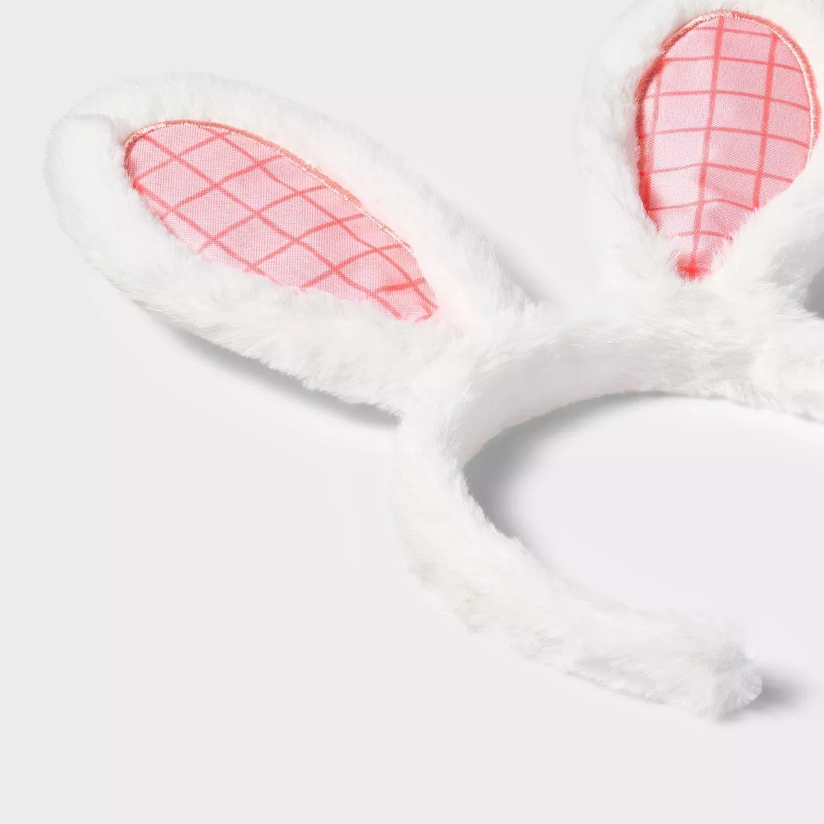 Easter Wearable Plush Bunny Ears Pink Grid - Spritz™ | Target