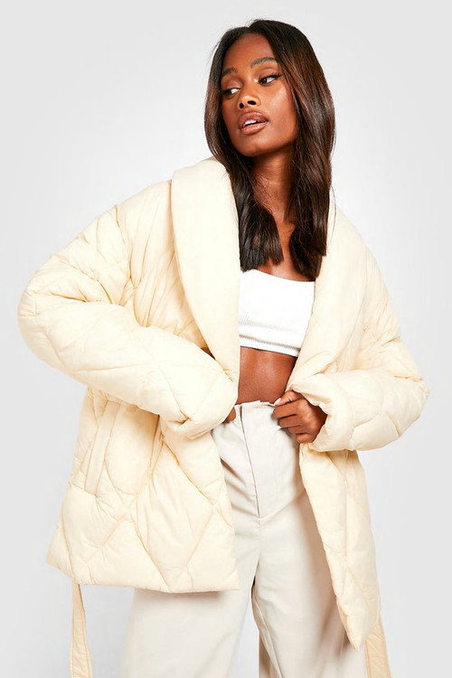 Diamond Quilted Wrap Puffer | Boohoo.com (US & CA)