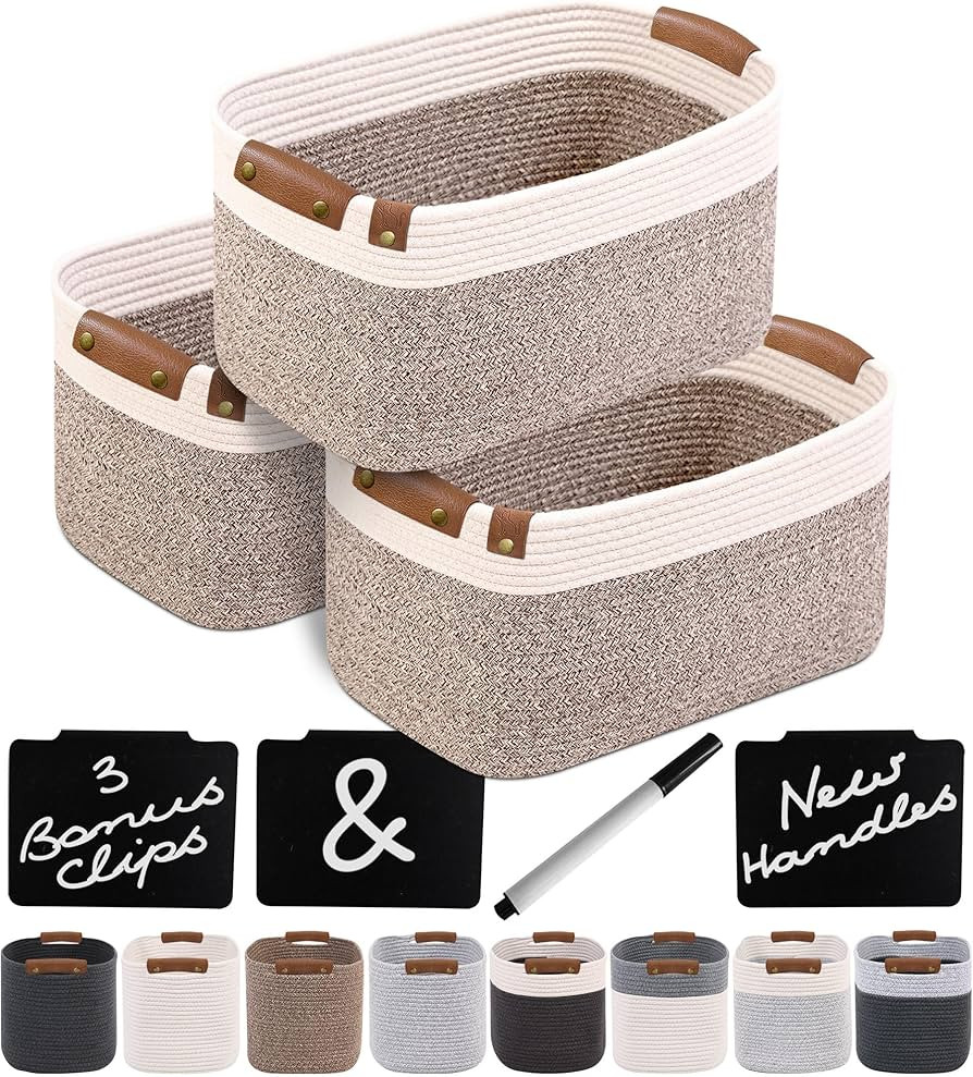 CHAT BLANC Cotton Rope Baskets for Organizing | Storage Baskets for Shelves | Rope Basket for Sto... | Amazon (US)