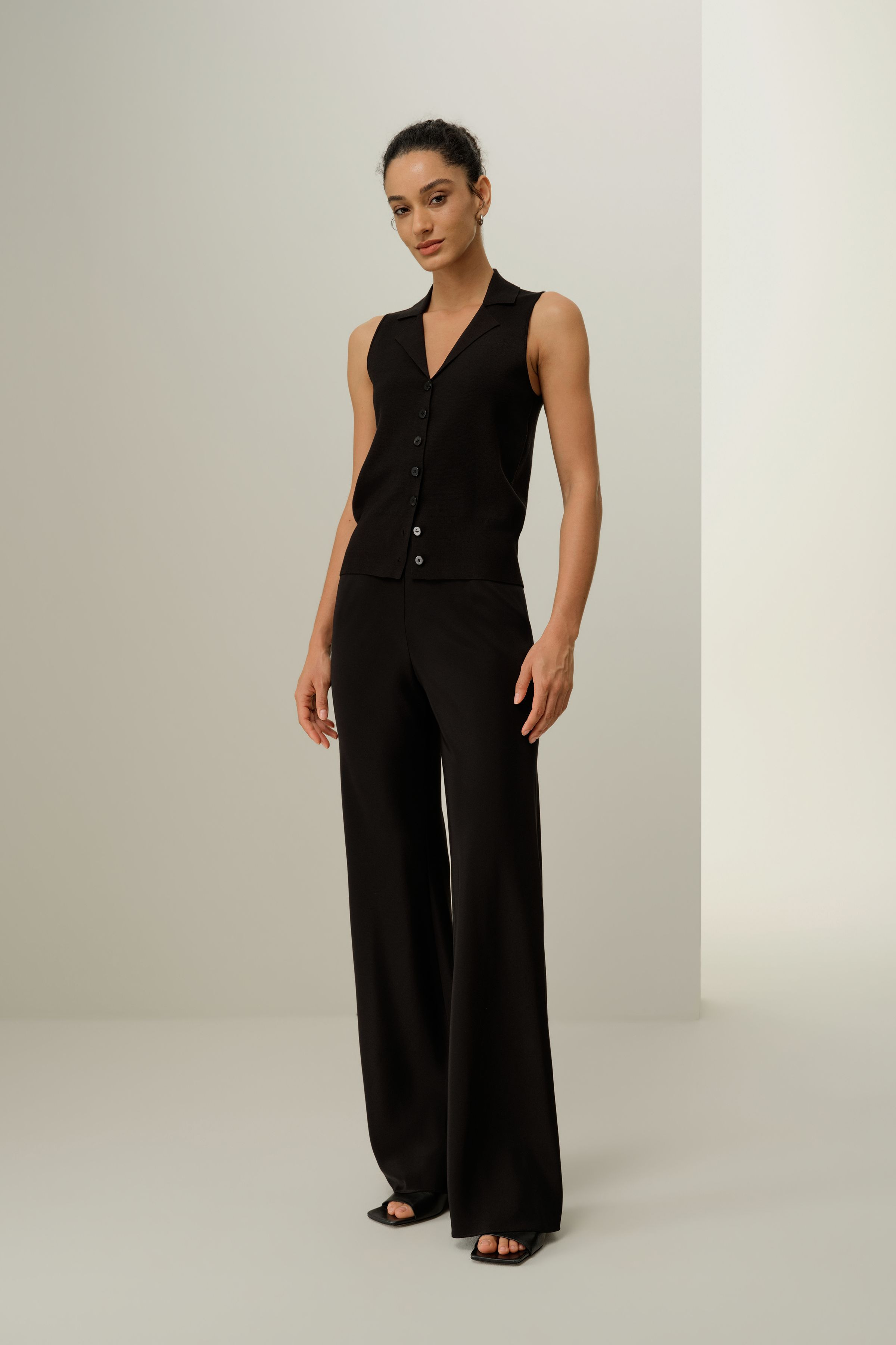 Milano Knit Lapel Collar Silk Viscose Vest | LILYSILK