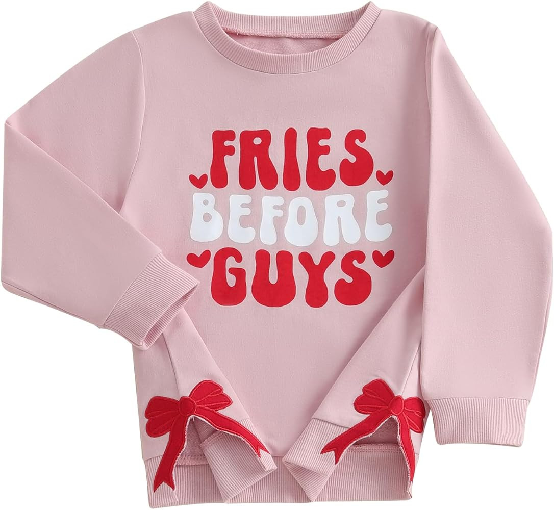 YINGISFITM Toddler Valentines Baby Girl Outfit Long Sleeve Valentines Shirt Crewneck Sweatshirt S... | Amazon (US)