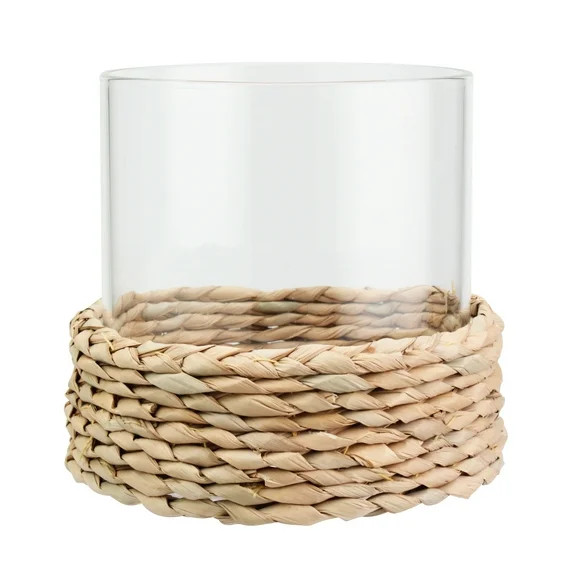 Better Homes & Gardens Decorative Hyacinth Hurricane Pillar Candle Holder, Brown | Walmart (US)