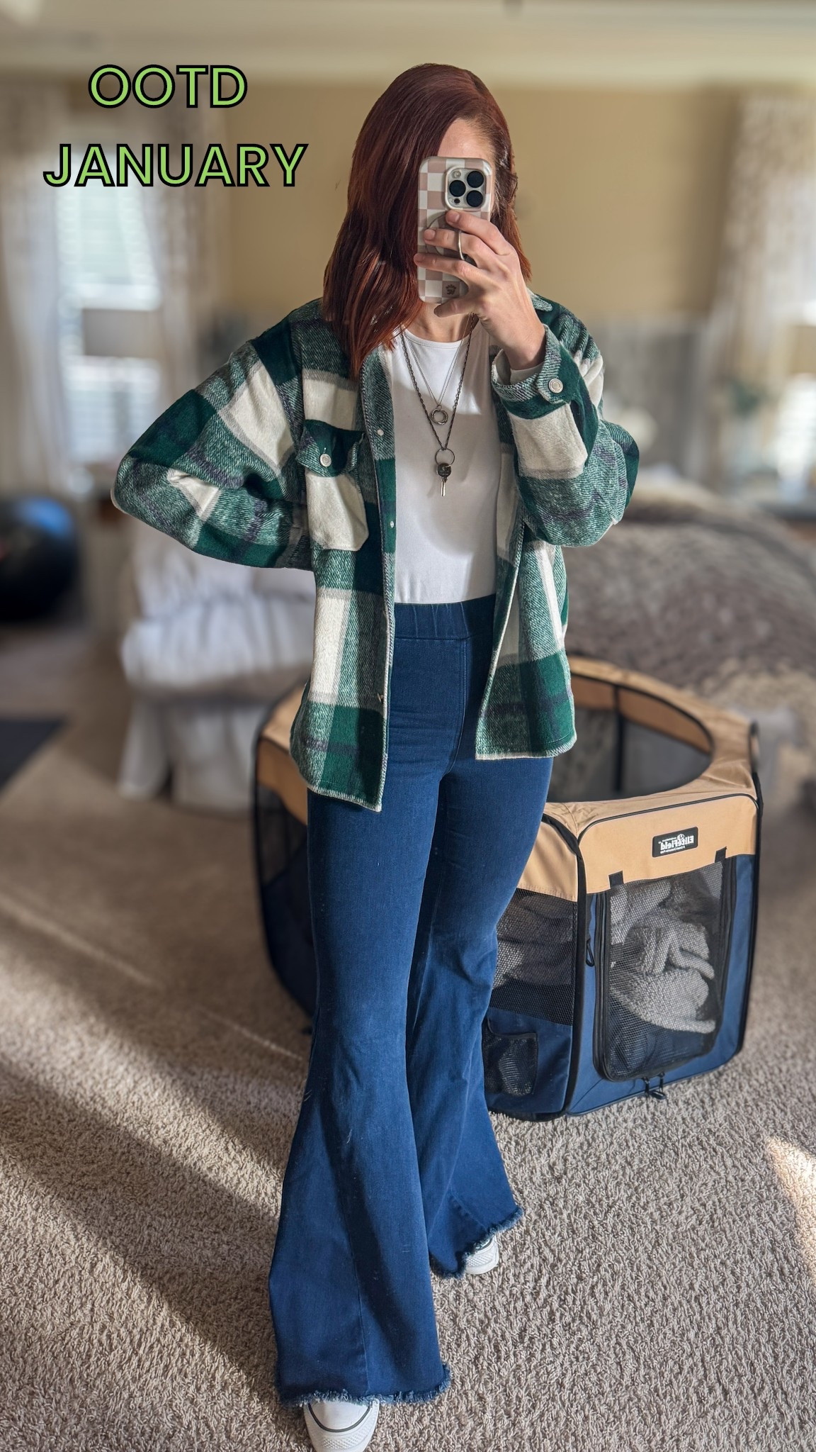 OOTD for Monday running errands and a doctors appointment. Nothing new just some staples in my closet that I have been loving like my white long sleeve bodysuit, my bell bottom jeans, and my platform hightop converse! The shacket is from ShopFig on Poshmark but I believe you can find this shacket at other retailers. These are all tall girl friendly! I have 5’10” for reference. 

#LTKOver40 #LTKTall #LTKootd