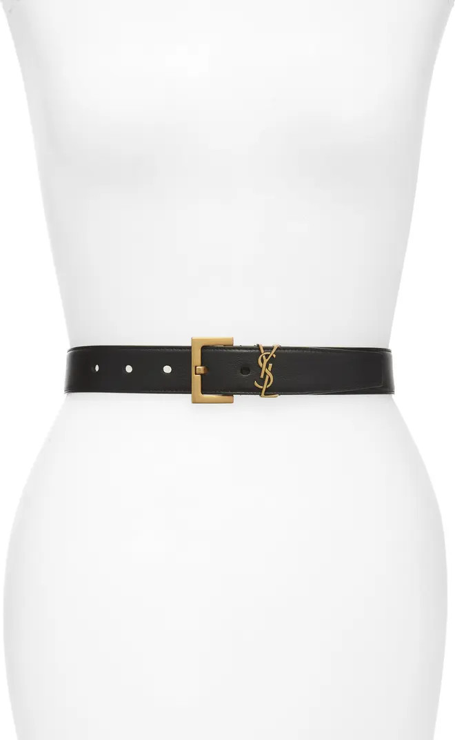 Saint Laurent Laque YSL Monogram Leather Belt | Nordstrom | Nordstrom