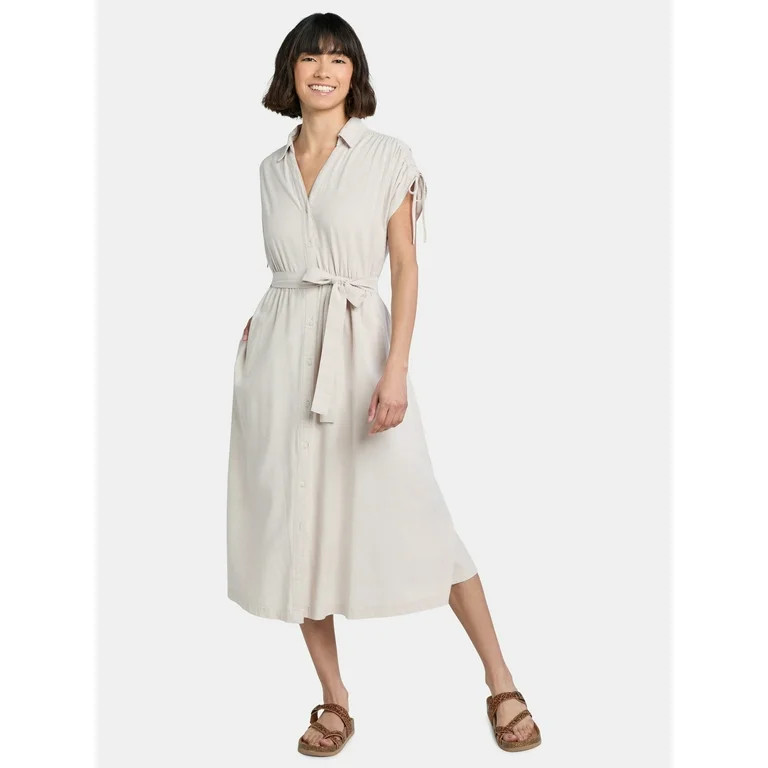 Time and Tru Women's and Women's Plus Midi Shirtdress, Sizes XS-4X | Walmart (US)