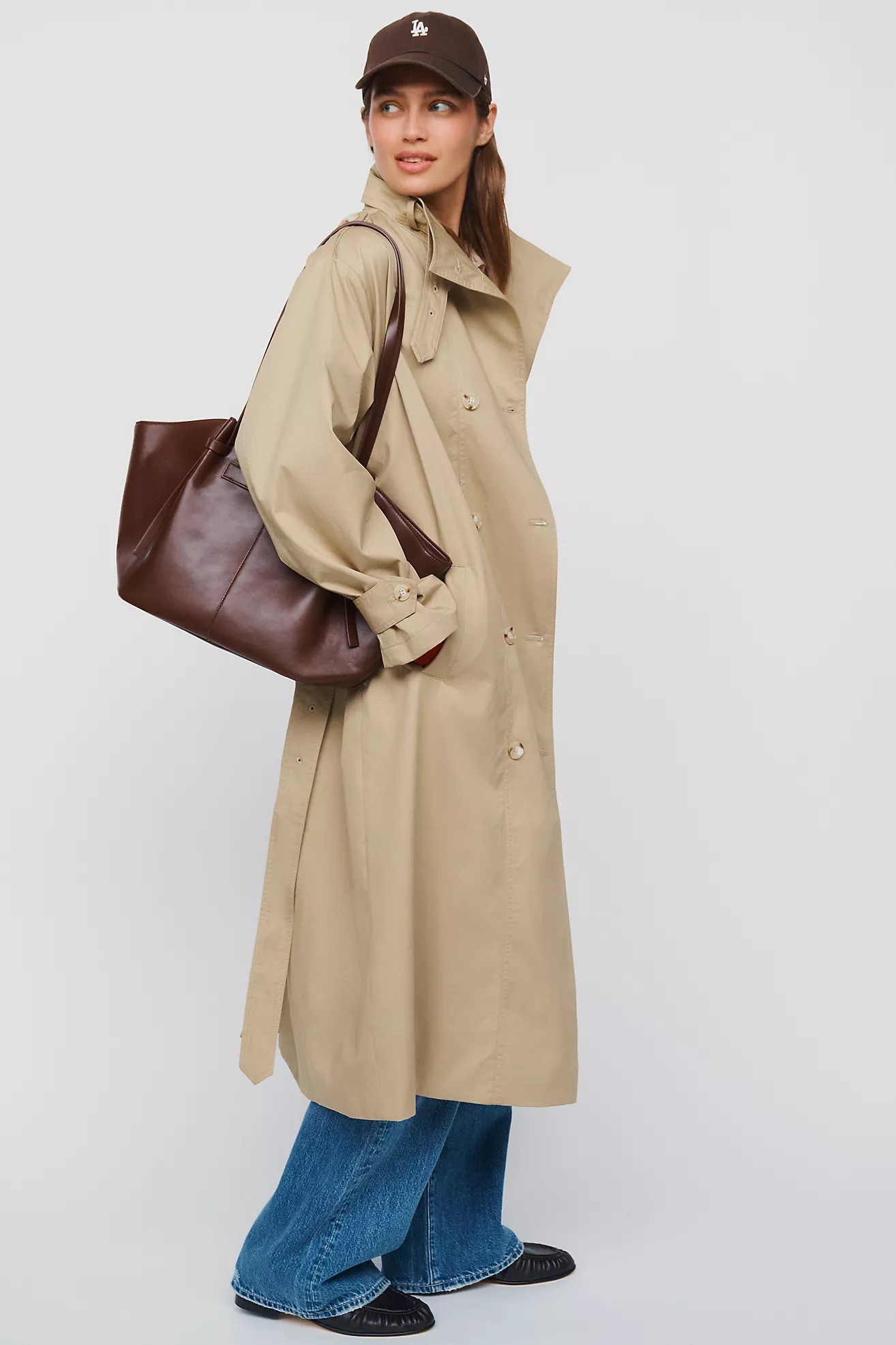 By Anthropologie 100% Cotton Funnel Neck Trench Coat | Anthropologie (US)