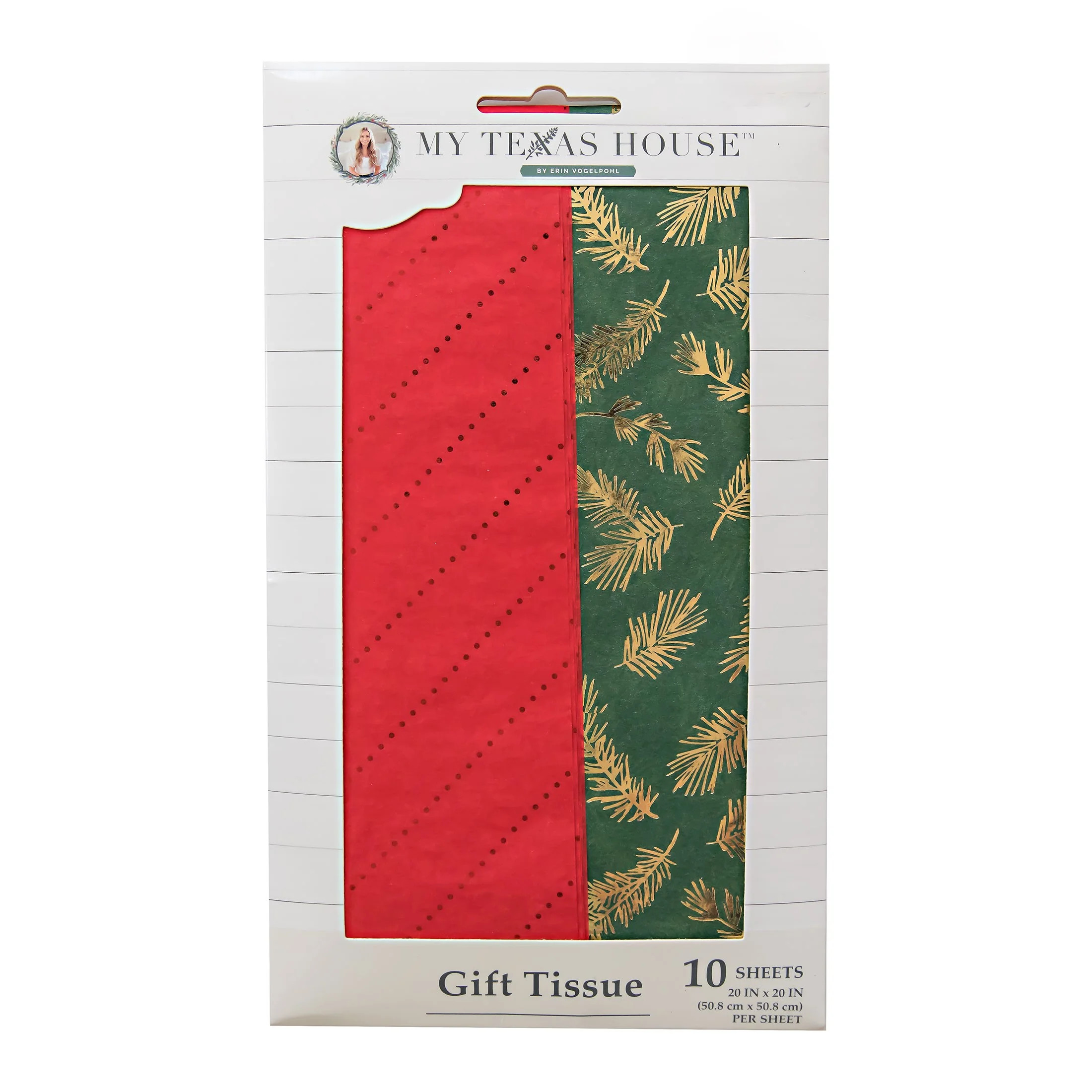 My Texas House, Christmas, 10 Count Tissue, Red, Green, 20 Inch x 20 Inch Per Sheet | Walmart (US)