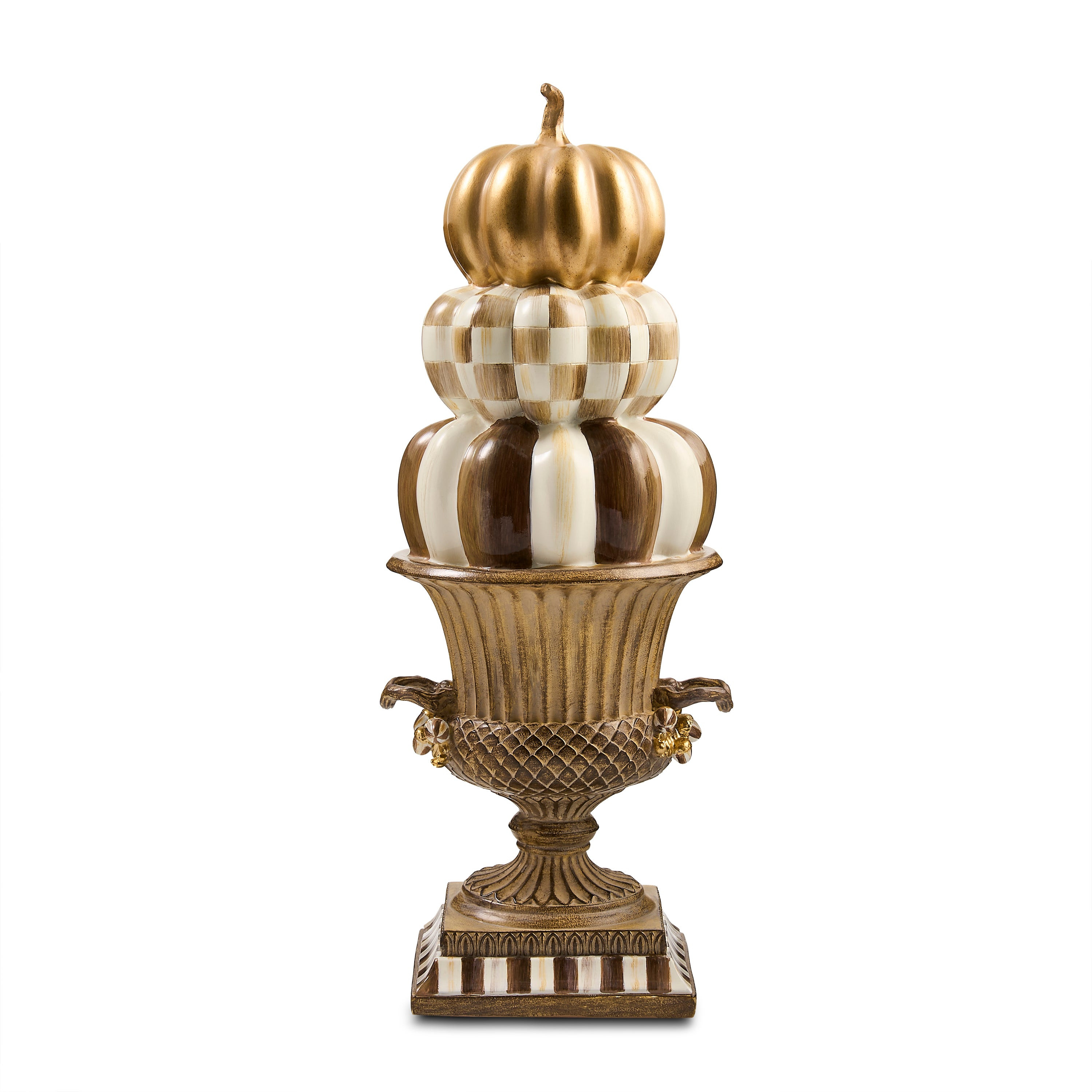 MacKenzie-Childs Tabletop Stacked Pumpkins in Urn Figurine | MacKenzie-Childs