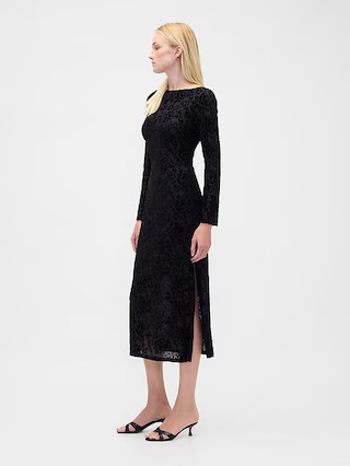Burnout Velvet Bell-Sleeve Midi Dress | Gap (US)