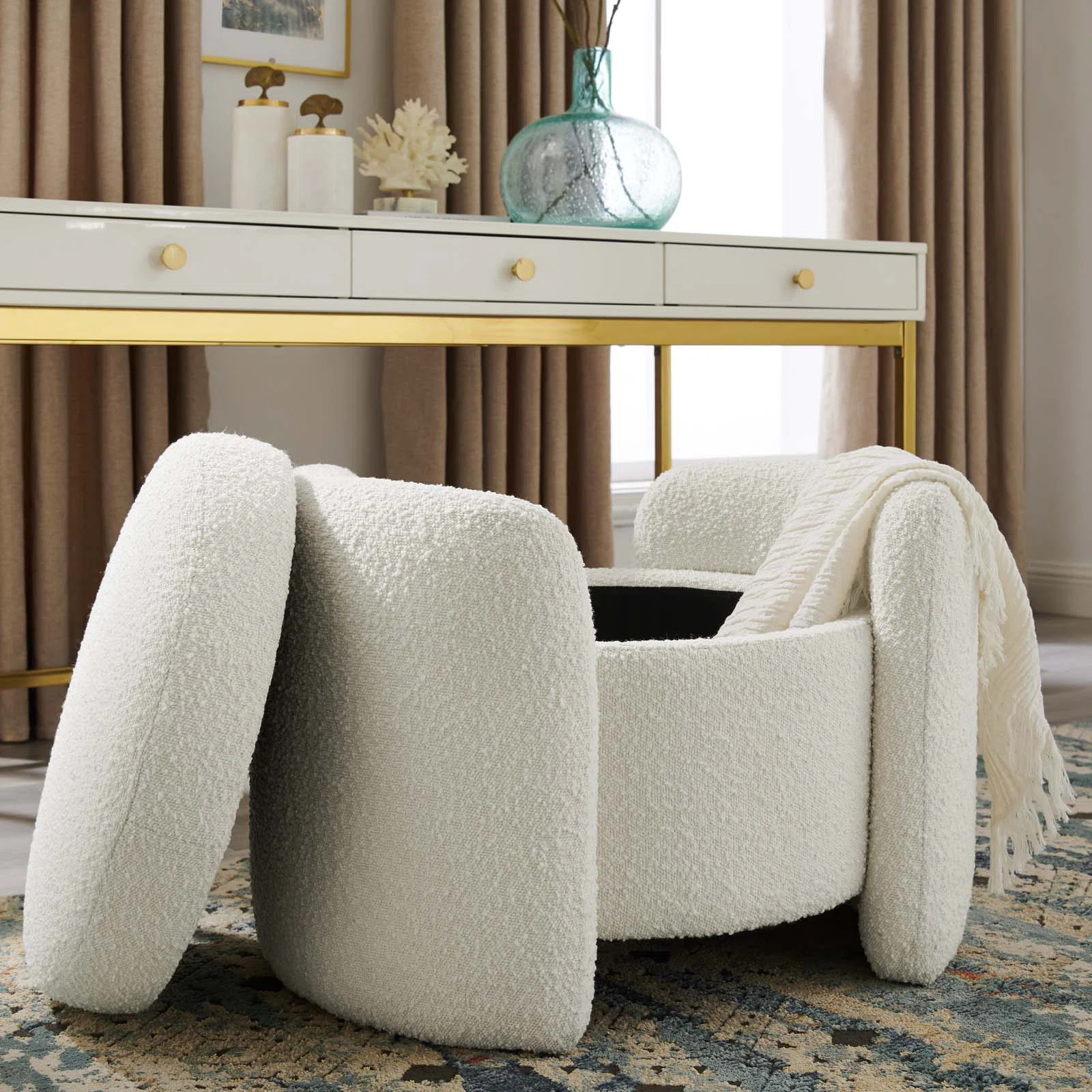 Modway Nebula Boucle Upholstered Upholstered Ottoman | Wayfair North America