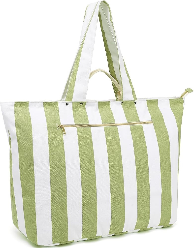 Fammart Beach Bags Waterproof Sandproof for Women, Large Canvas Pool Bag with Leakproof Wet Pocke... | Amazon (US)
