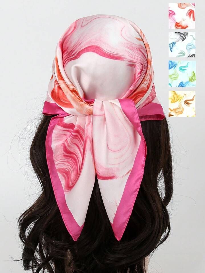 1pc Printed Silk Bandana Square Scarf Headband Hairband Decorative Scarf Suitable For Daily Use | SHEIN