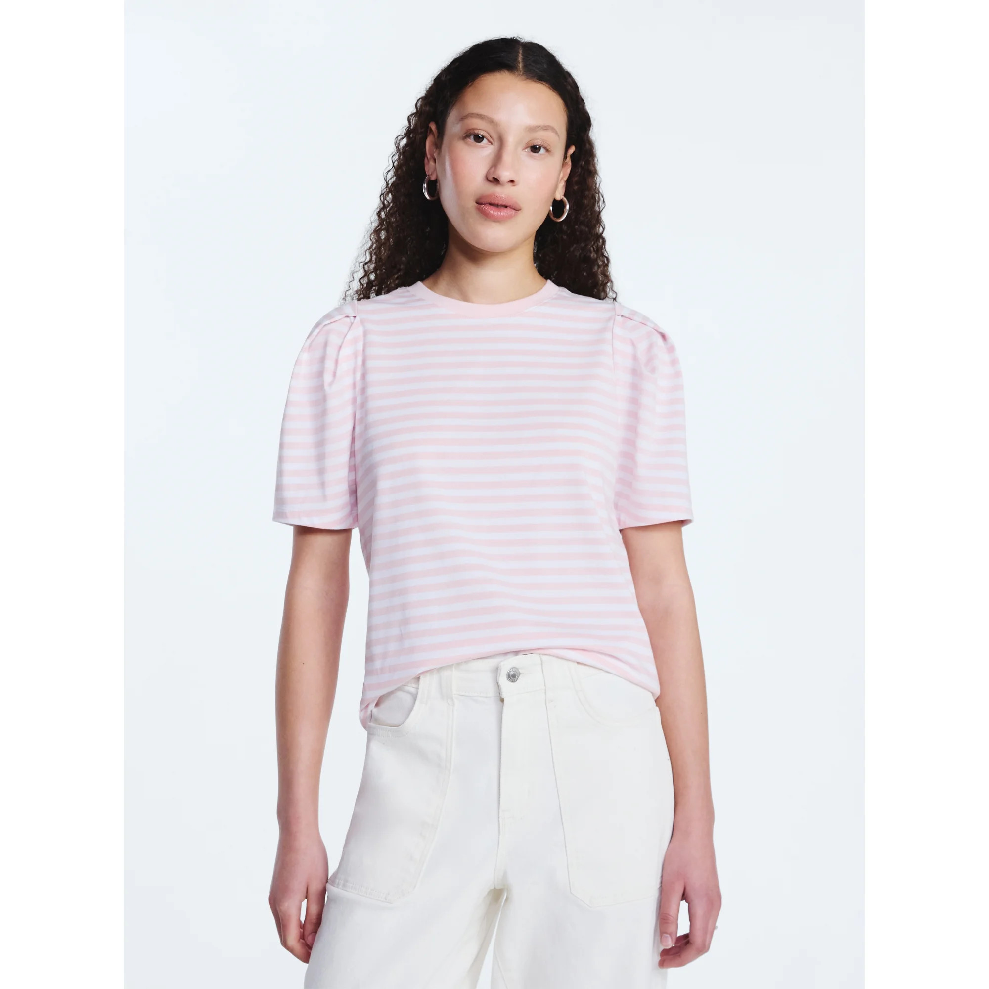 Free Assembly Women's and Women's Plus Crewneck Tee with Puff Sleeves, XS-4X | Walmart (US)
