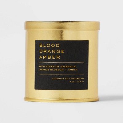 4oz Lidded Metal Jar Black Label Blood Orange Amber Candle - Threshold&#8482; | Target