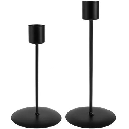 Pluokvzr Black Candle Stick Holders Set Metal Candlestick Holder 2Pcs for Home Decor Wedding Dinning | Walmart (US)