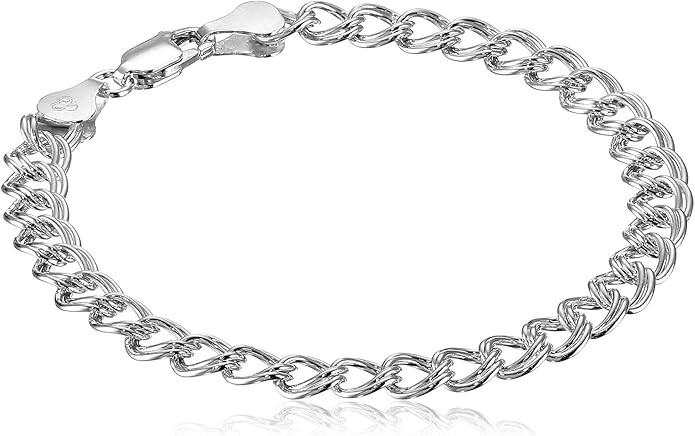 Amazon Essentials Sterling Silver Double-Link Chain Bracelet | Amazon (US)