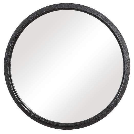 Textured Black Round Metal Mirror | West Elm (US)