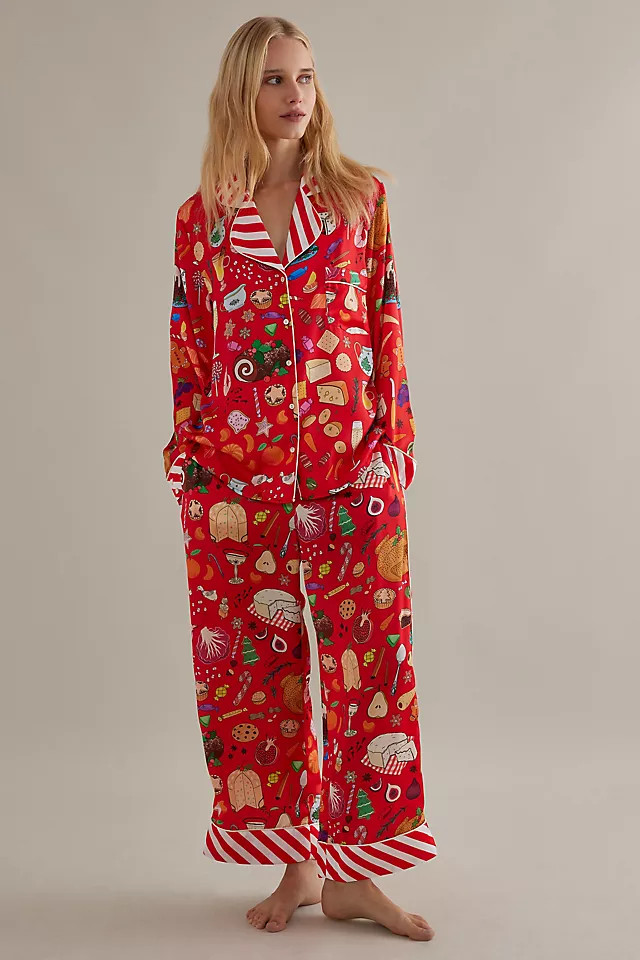 Karen Mabon Holiday Feast Long-Sleeve Christmas Pyjamas Set | Anthropologie (UK)