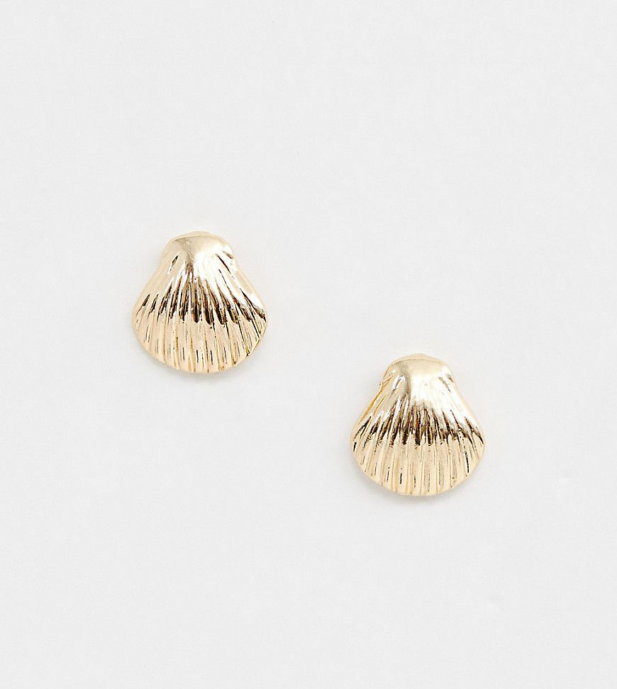 DesignB London gold clam shell stud earrings - Gold | ASOS US