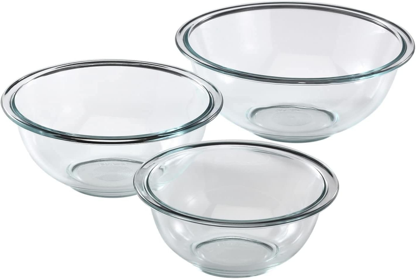 Pyrex Smart Essentials 3-Piece Prepware Mixing Bowl Set, 1-Qt, 1.5-Qt ,and 2.5-Qt Glass Mixing Bo... | Amazon (US)