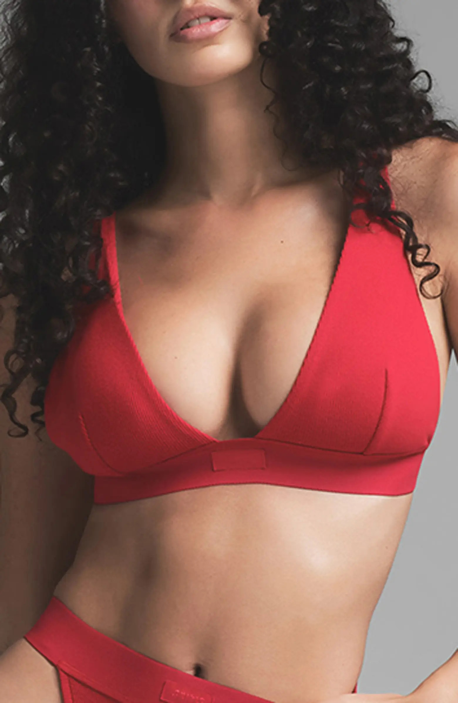 Stretch Cotton Rib Plunge Bralette | Nordstrom