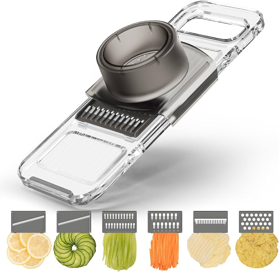 KEOUKE Transparent Multifunctional Mandoline Slicer - 6 Blades Interchangeable, Handheld Vegetabl... | Amazon (US)