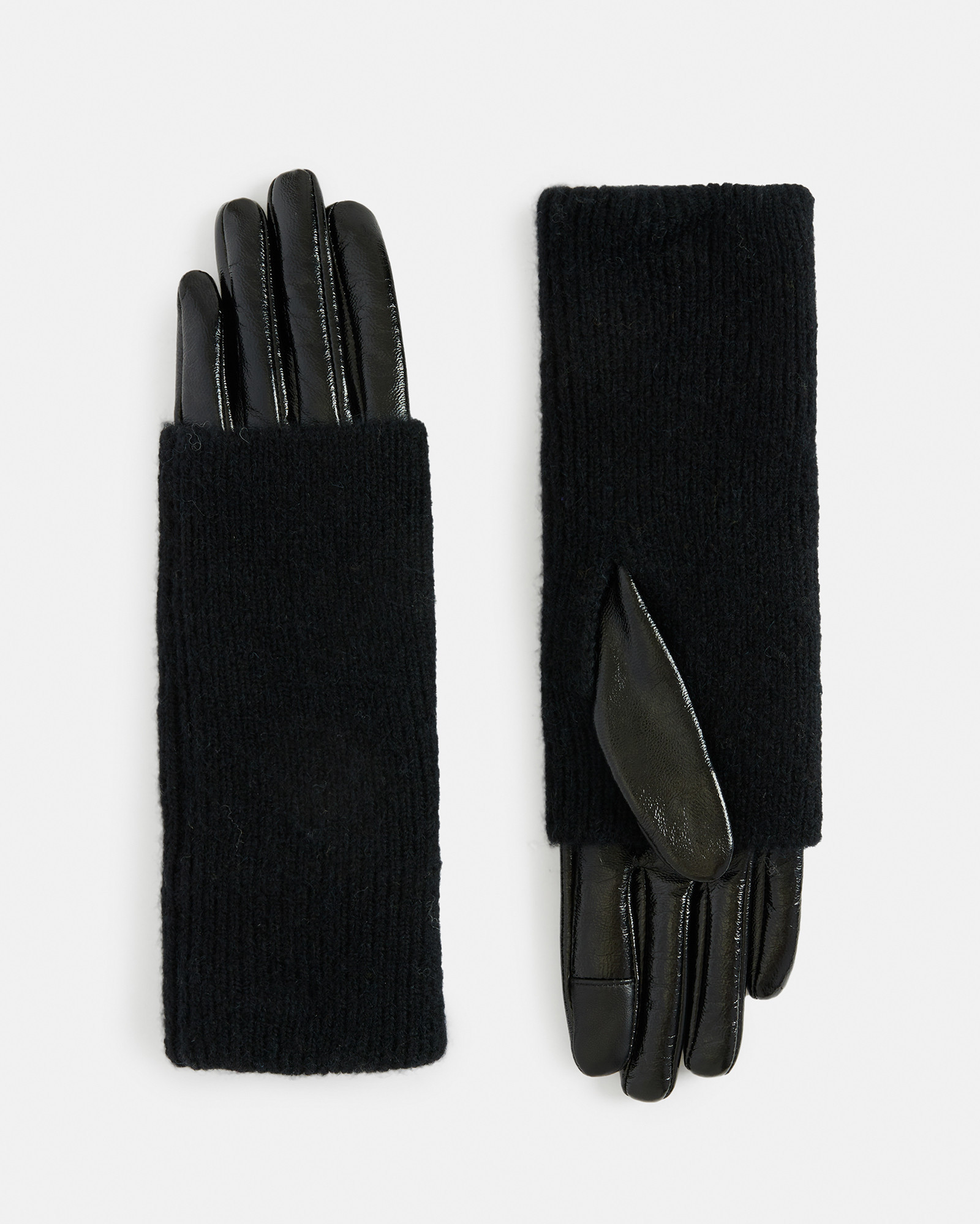 Jesse Leather Knitted Cuff Gloves | AllSaints US