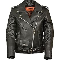 Ladies Leather Motorcycle Leather Jacket Plain Sides | Amazon (US)