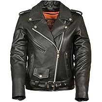 Ladies Leather Motorcycle Leather Jacket Plain Sides | Amazon (US)