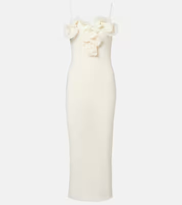 Floral-appliqué crêpe midi dress | Mytheresa (US/CA)