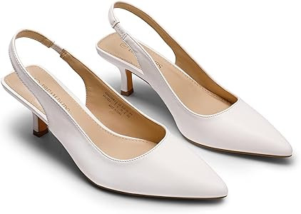 DREAM PAIRS Women’s Closed Toe Kitten Heels Pointed Toe Slingback Low Heels Dress Bridal Weddin... | Amazon (US)