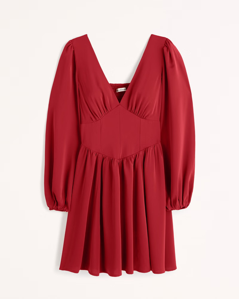 Long-Sleeve Corset Mini Dress | Abercrombie & Fitch (US)