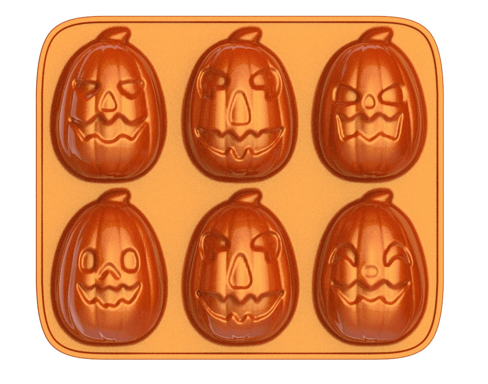 Way to Celebrate Pumpkin Cast Aluminum 6-Cavity Baking Pan, Orange lridescent - Walmart.com | Walmart (US)