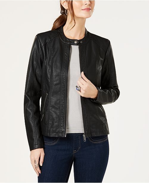 Perforated Garment-Dyed Faux-Leather Jacket, Created for Macy's | Macys (US)