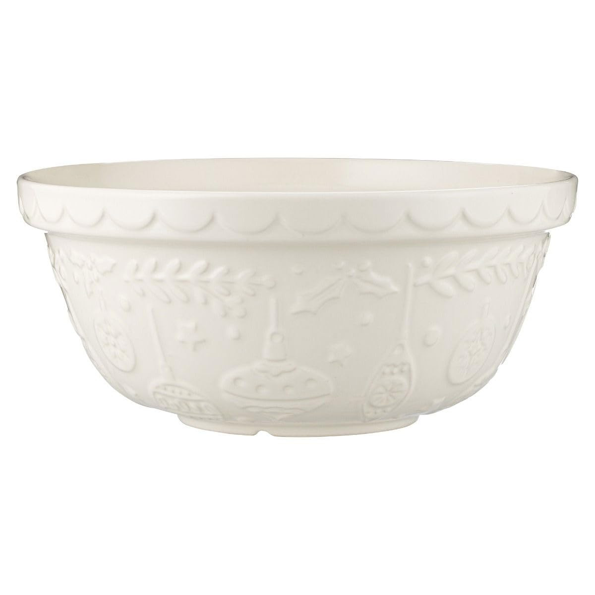 Mason Cash Merry & Bright S16 (3.17 Qt) Embossed Mixing Bowl | Cream | Amazon (US)