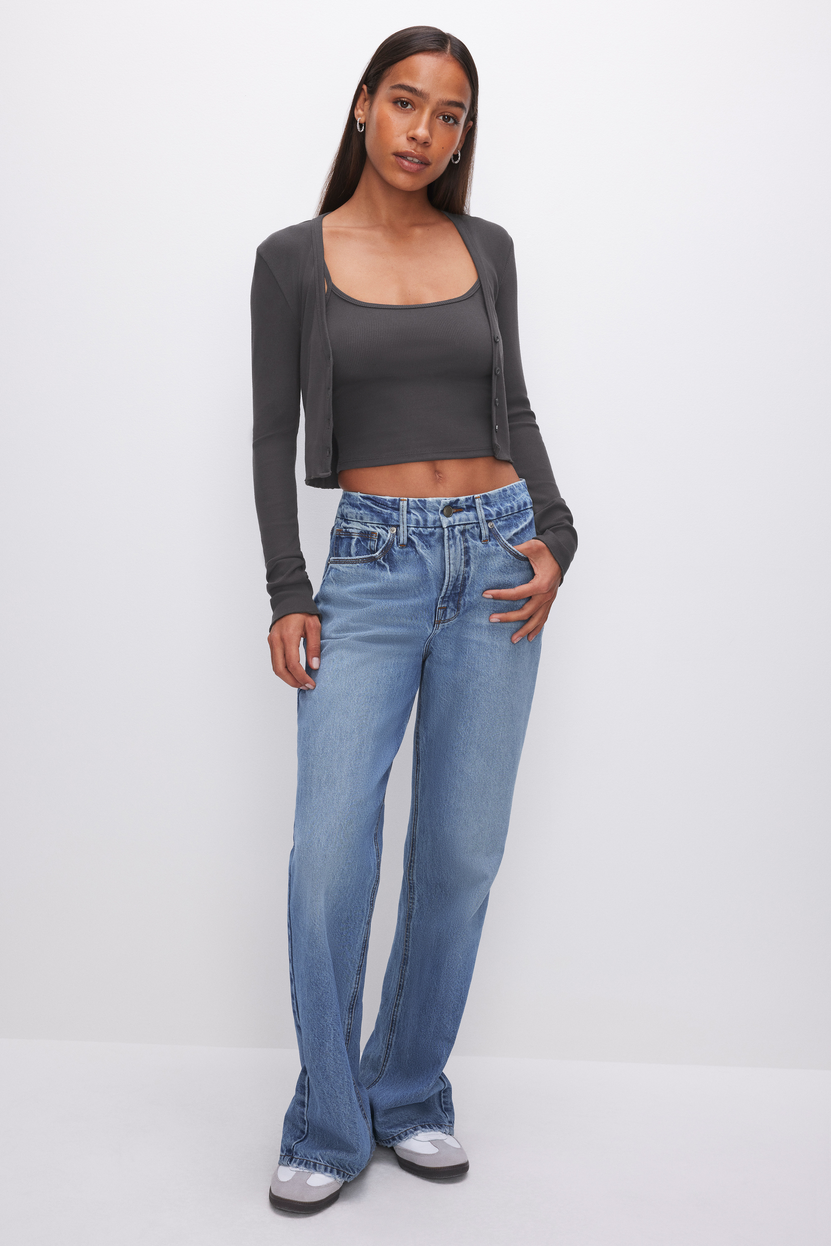 MICRO RIB CARDIGAN | Good American