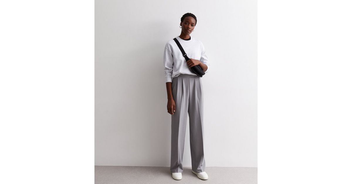 Tall Grey Marl Wide Leg Trousers | New Look | New Look (UK)