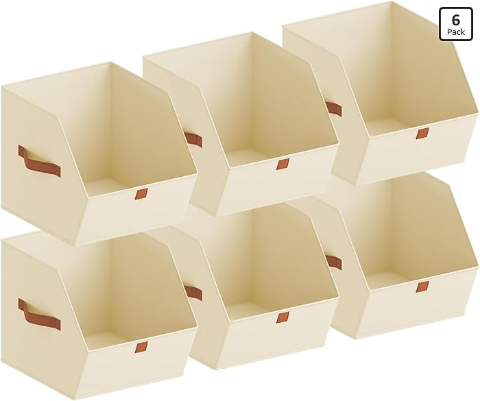 Fabric Closet Storage Cubes - 6 Pack Square Storage Bins with Dual Handles for Clothes, Towels, T... | Amazon (US)
