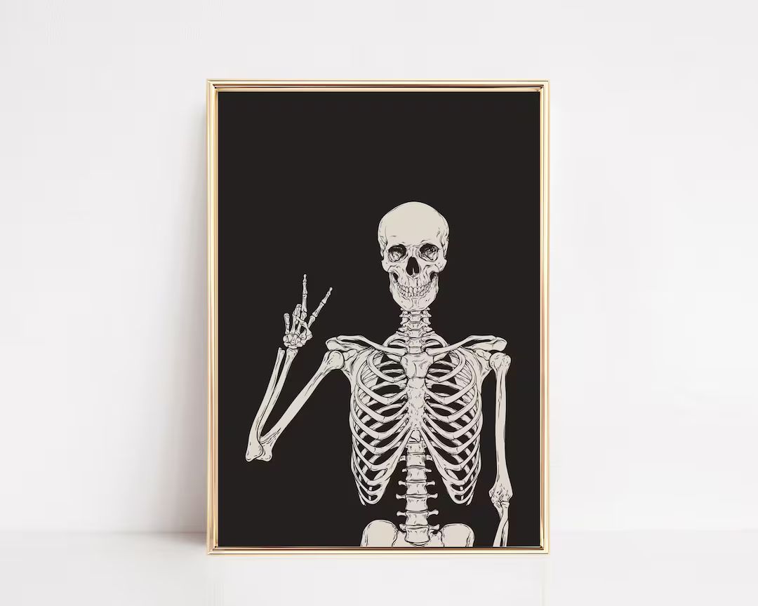 Skeleton Print Halloween Printable Wall Art Halloween - Etsy | Etsy (US)