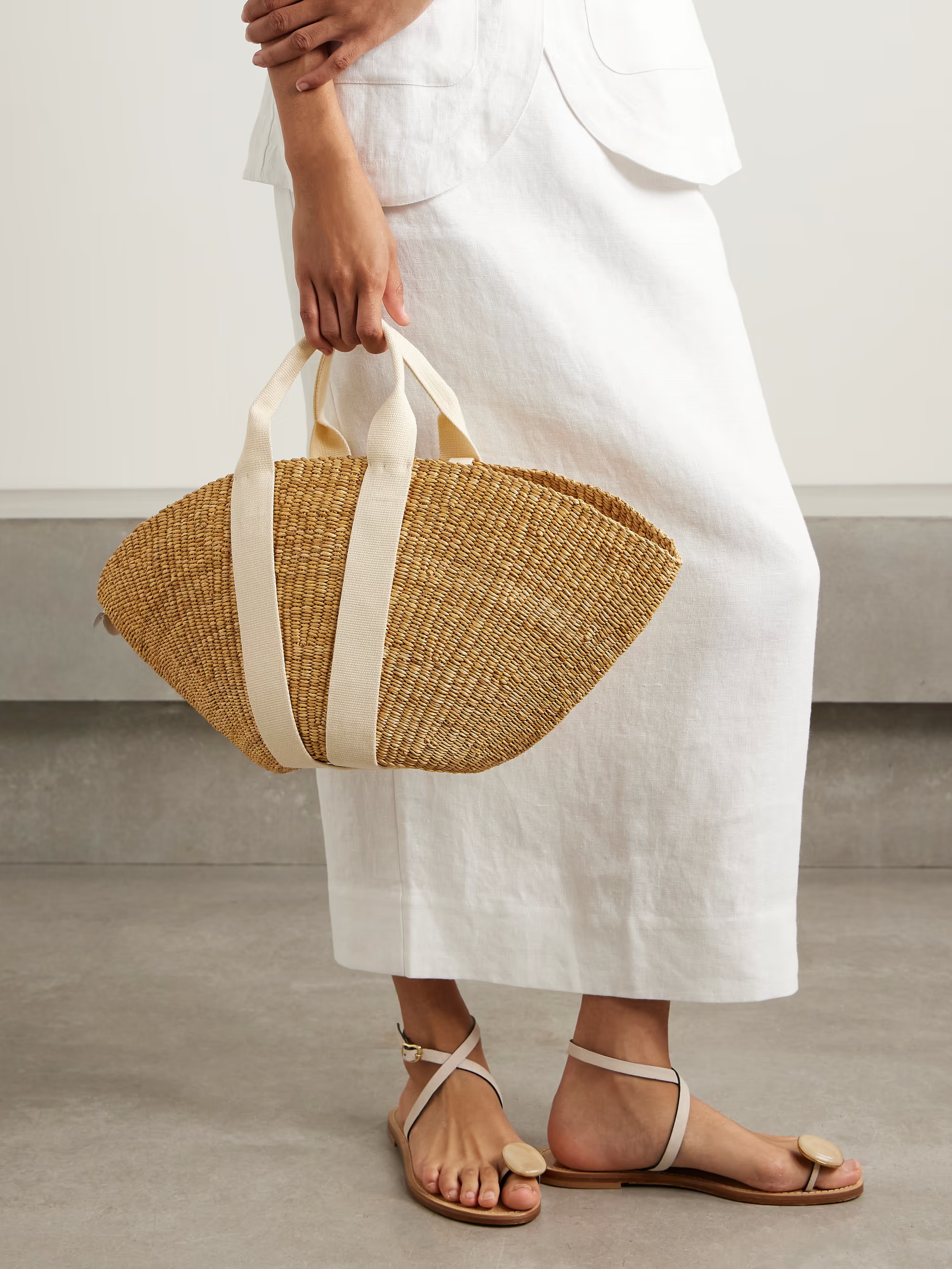 Sophie canvas-trimmed woven straw tote | NET-A-PORTER (UK & EU)