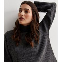 Grey Ribbed Knit High Neck Jumper New Look | New Look (UK)