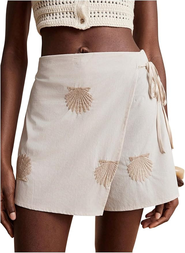 SweatyRocks Women's Boho Mini Skirts Floral Shorts Tie Side Wrap Elastic Waist Summer Skorts Beac... | Amazon (US)
