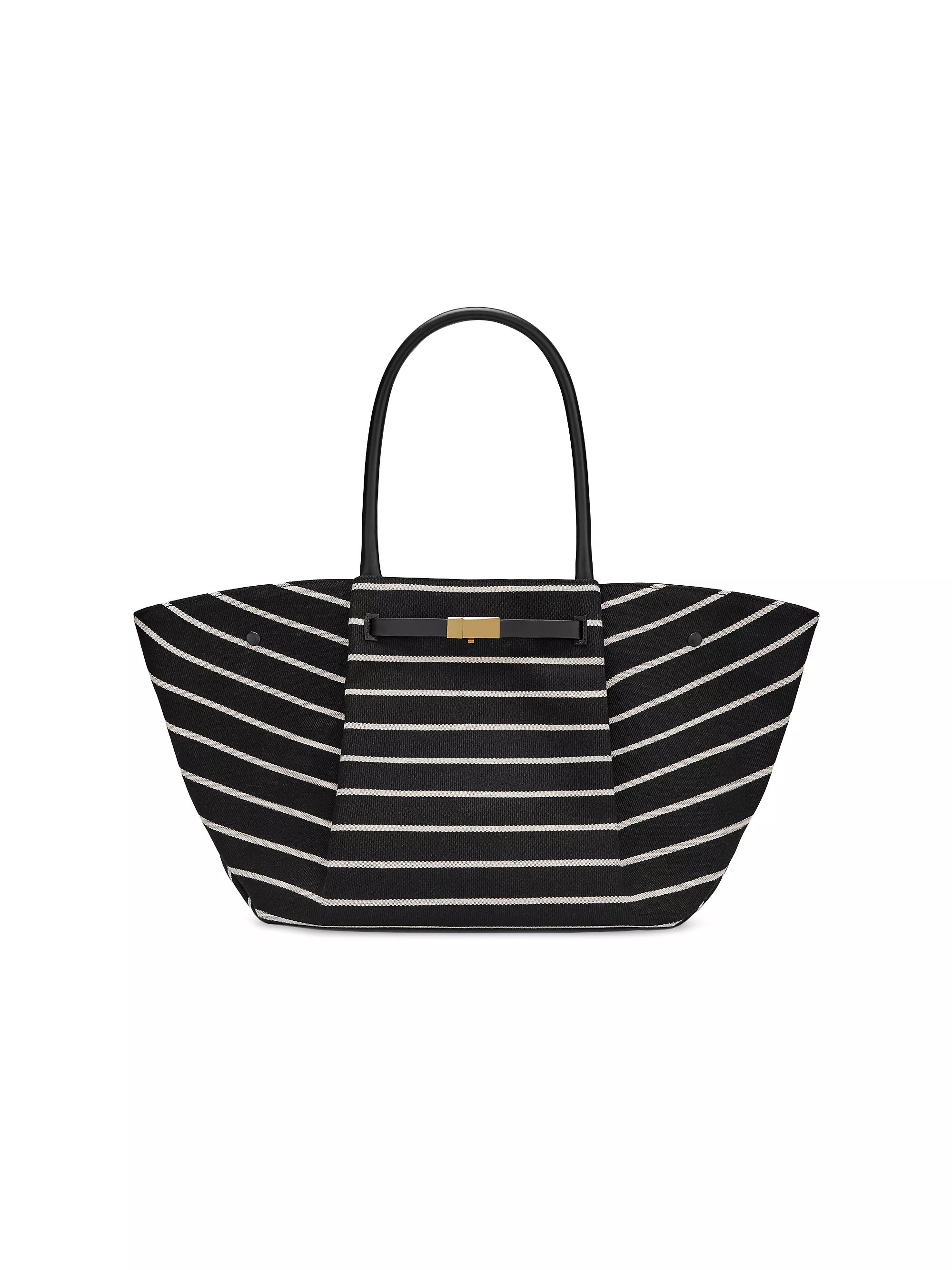 Shop DeMellier New York Striped Canvas &amp; Leather Tote Bag | Saks Fifth Avenue | Saks Fifth Avenue