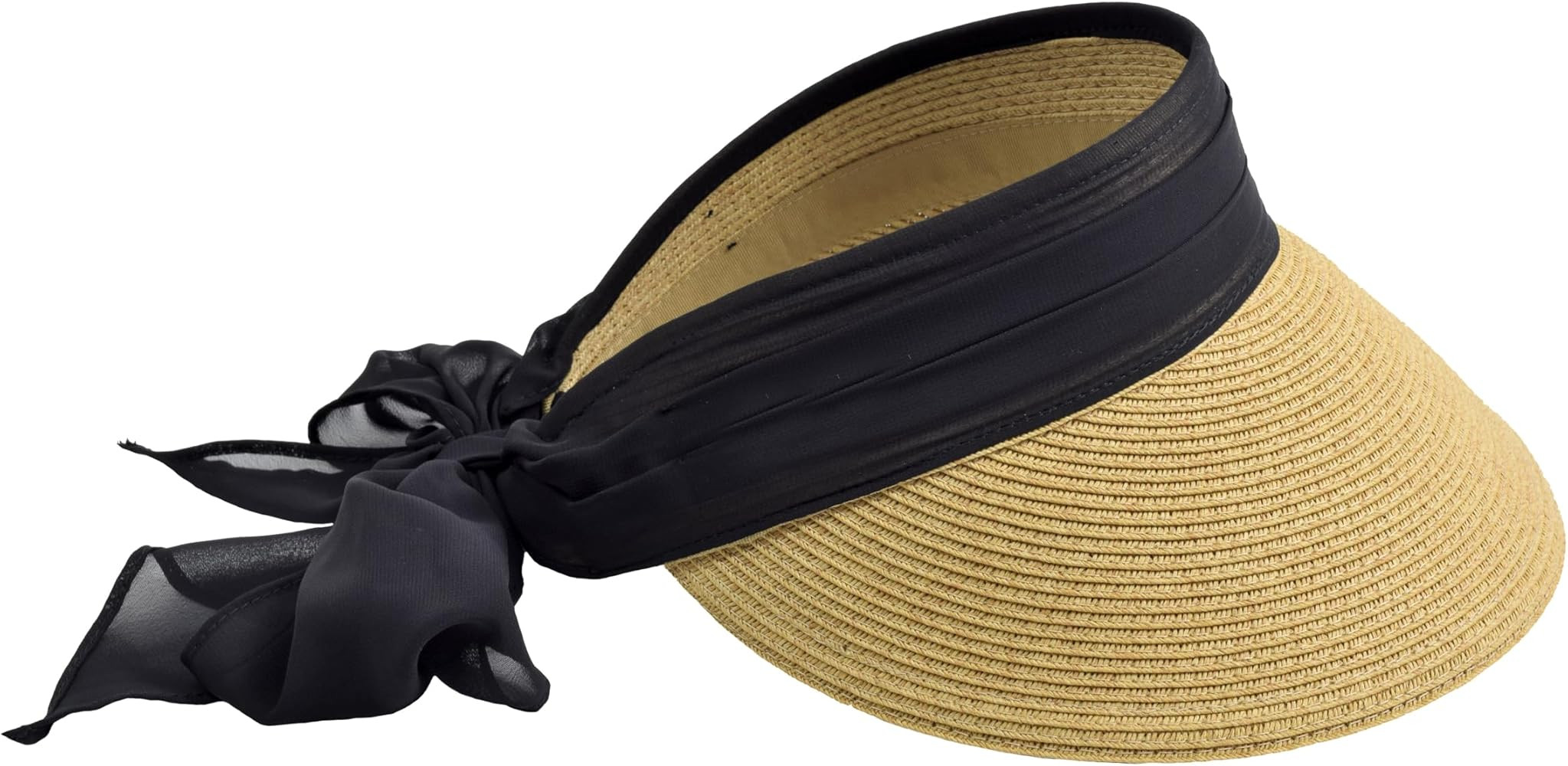 Straw Sun Visor with Scarf Bow and Adjustble Back | Amazon (US)