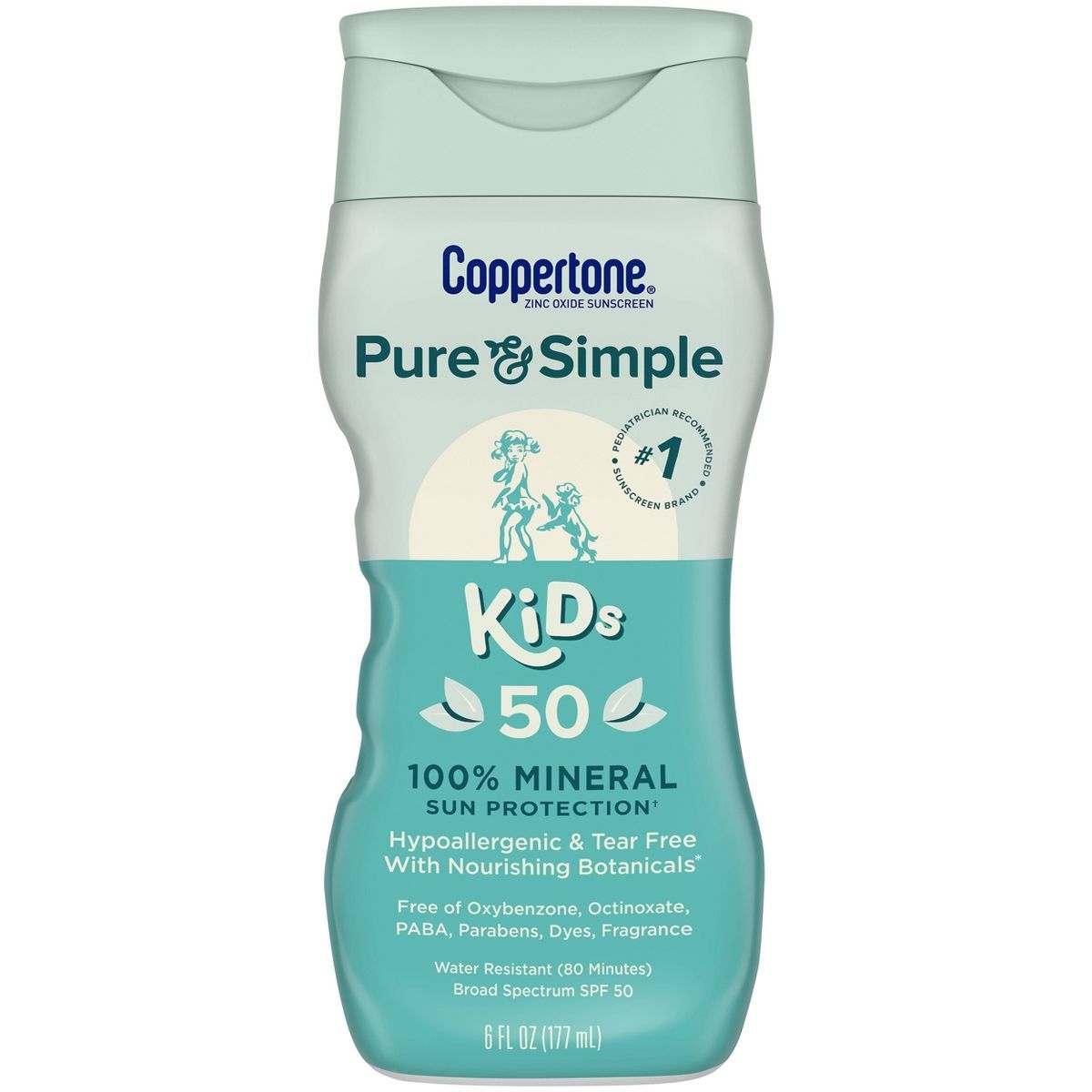 Coppertone Pure and Simple Kids Mineral Sunscreen Lotion - SPF 50 - 6 fl oz | Target