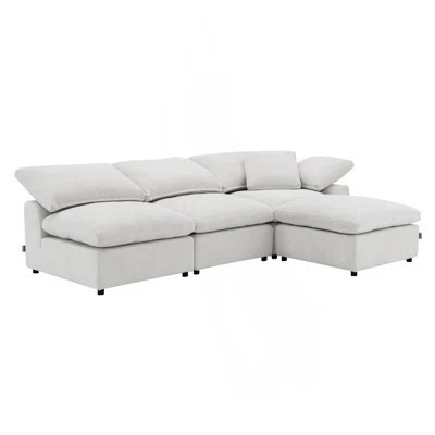 Naveen Ivory Linen 4Pcs Modular Sectional W/Ottoman | Wayfair North America